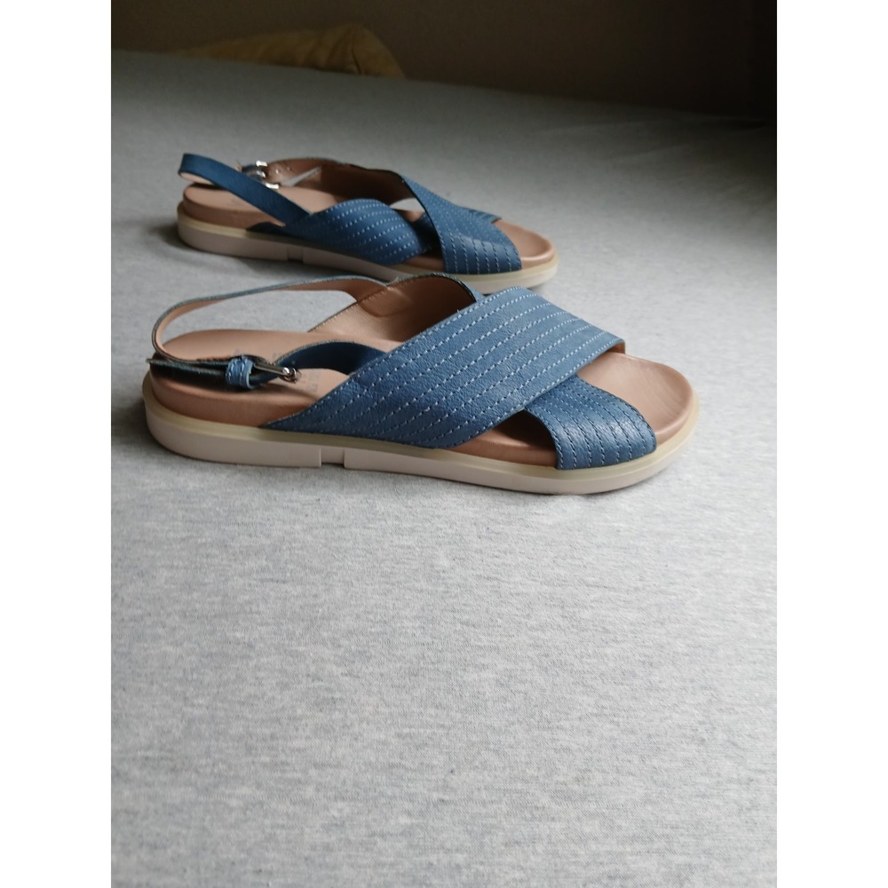 Miz Mooz Sandals 39 / US 8.5 Leather Cushioned Comfort Blue Preppy Boho